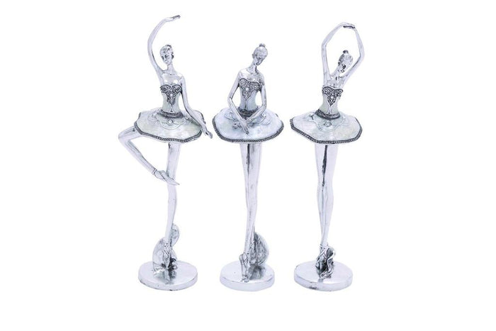SILVER POLYSTONE DANCER SCULPTURE