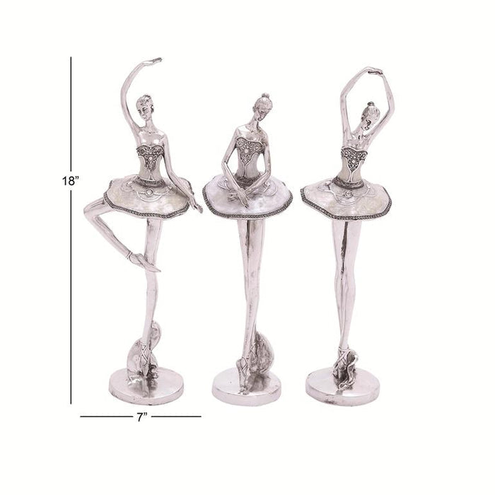 SILVER POLYSTONE DANCER SCULPTURE