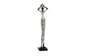 SILVER POLYSTONE WOMAN STANDING AFRICAN SCULPTURE WITH MOSAIC DETAILS