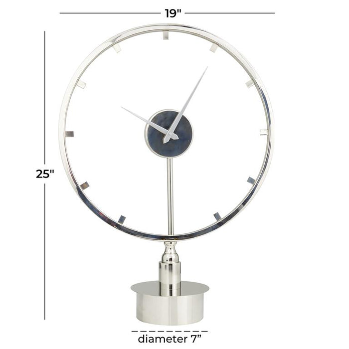 SILVER STAINLESS STEEL LARGE OPEN FRAME CLOCK