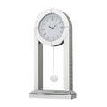 SILVER WOOD MIRRORED PENDULUM CLOCK