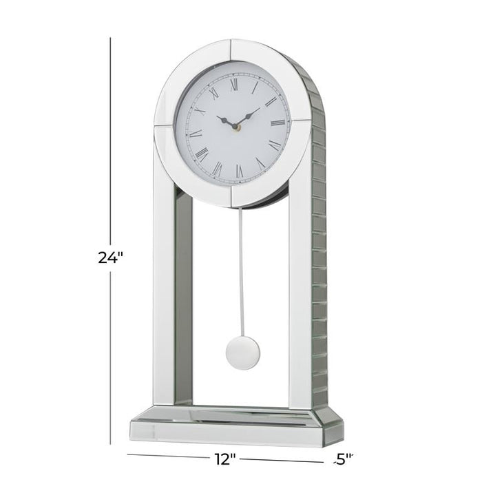 SILVER WOOD MIRRORED PENDULUM CLOCK