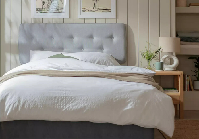 Skandi Small Double Headboard - Light Grey | Grey Fabric Bed Headboard Modern