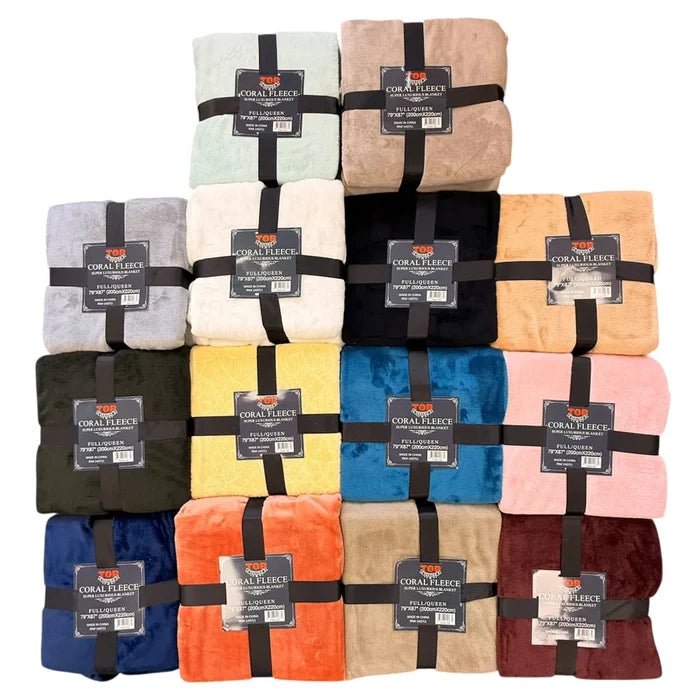 SOLID CORAL FLEECE BLANKET