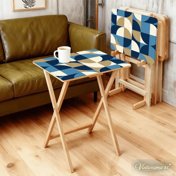 Space-Saving Wooden TV Trays Set | Midcentury Modern Design - 4 Pack - retro tv tray