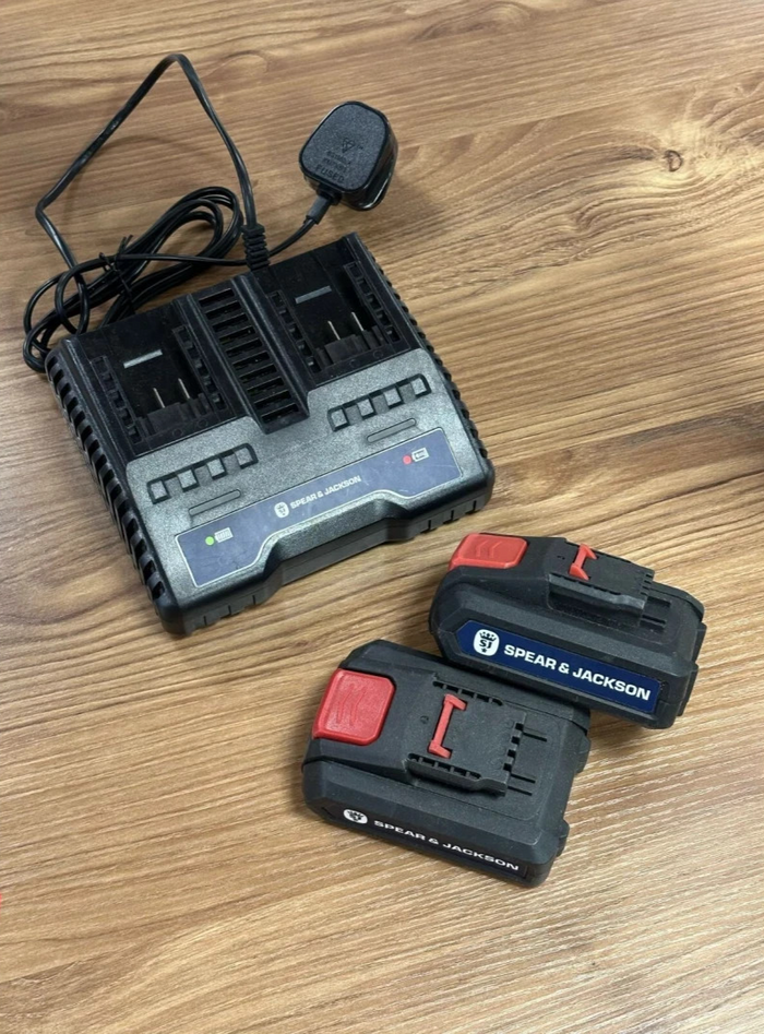 Spear & Jackson Charger and 2 Battery | Power Tool Accessory Set Replacement Kit