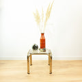 Square 1980s Golden Smoked Glass Side End Table Nightstand