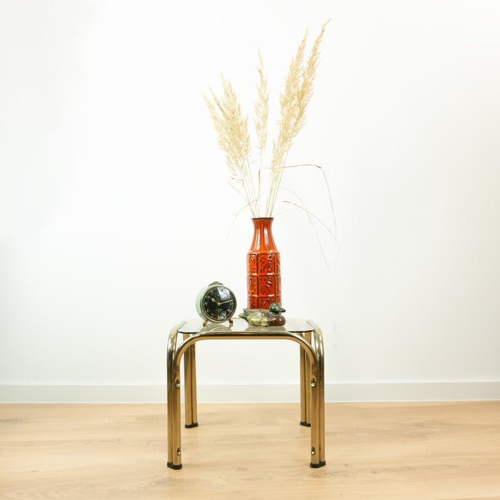 Square 1980s Golden Smoked Glass Side End Table Nightstand