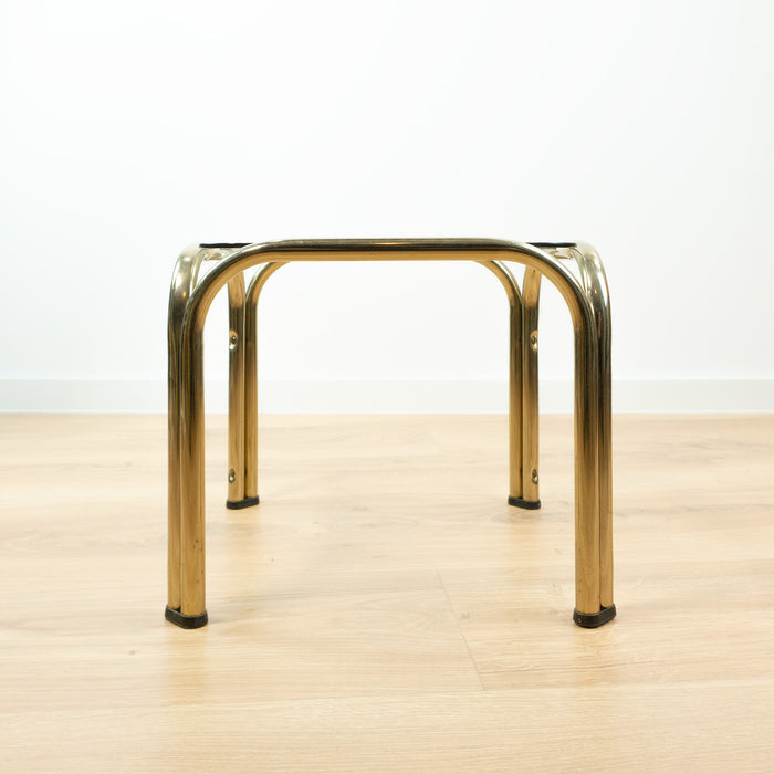 Square 1980s Golden Smoked Glass Side End Table Nightstand