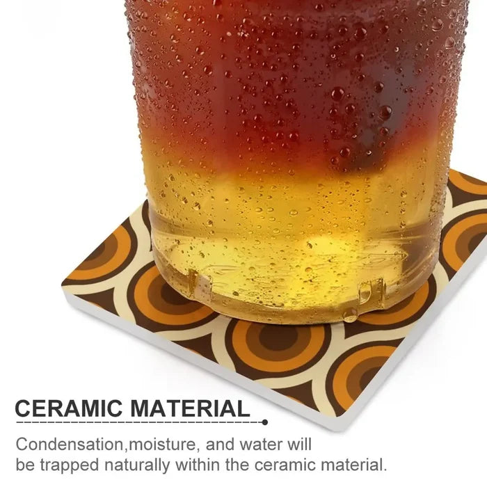 Square Ceramic Drink Coasters – Midcentury Modern Table Decor - retro coaster