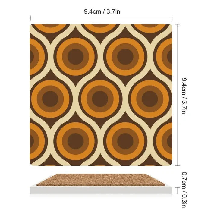 Square Ceramic Drink Coasters – Midcentury Modern Table Decor - retro coaster