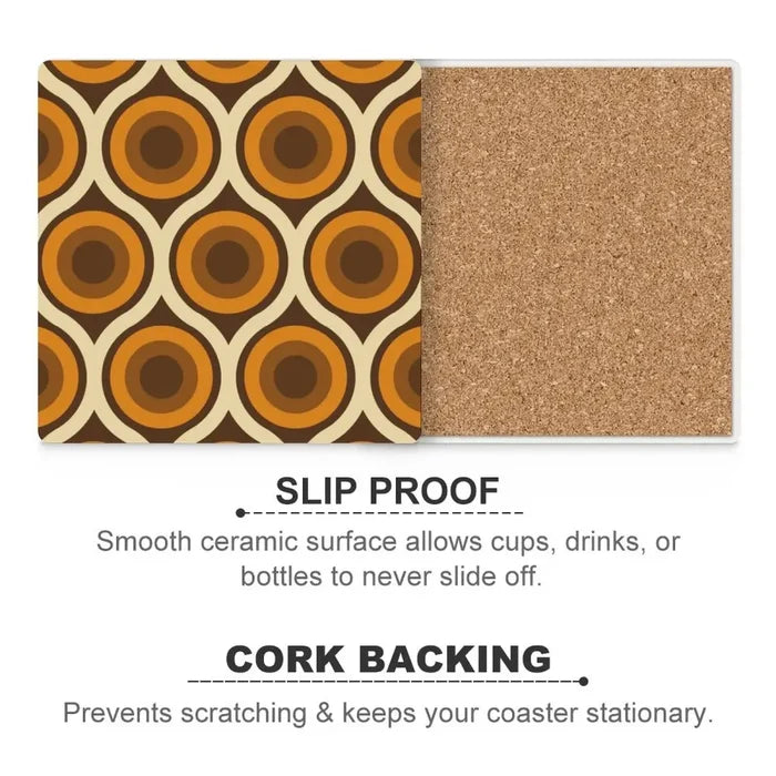 Square Ceramic Drink Coasters – Midcentury Modern Table Decor - retro coaster