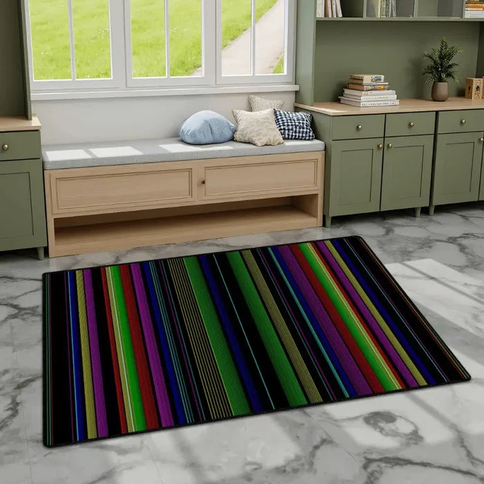 Striped Retro Statement Rug for Living Room or Bedroom 60’’x36’’ - Rugs & Mats