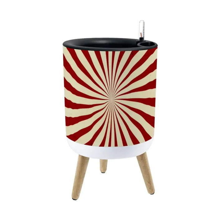 Sunburst 70s Style Planter with Wooden Legs: Retro Midcentury Home Decor - retro plant pot