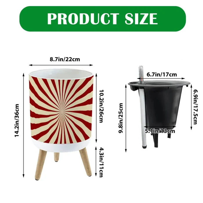 Sunburst 70s Style Planter with Wooden Legs: Retro Midcentury Home Decor - retro plant pot