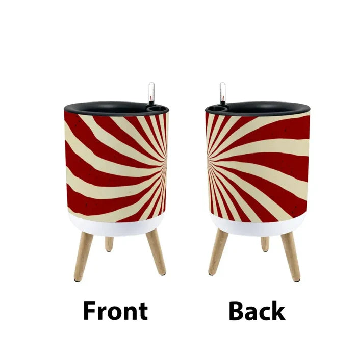 Sunburst 70s Style Planter with Wooden Legs: Retro Midcentury Home Decor - retro plant pot