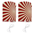 Sunburst Retro Linen Shade Wall Sconces - Midcentury Plug-in Lamp Set of 2 - US Plug - retro wall sconces