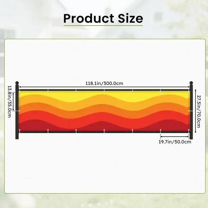 Sunny Waves Outdoor Privacy Screen – Retro Balcony Windbreak - Retro Privacy Screen
