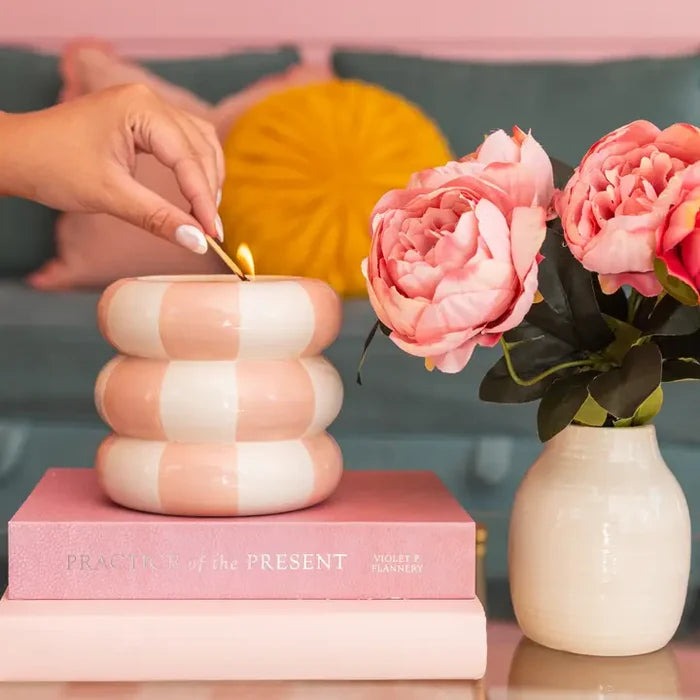 SWEET GRACE STRIPE PINK CANDLE