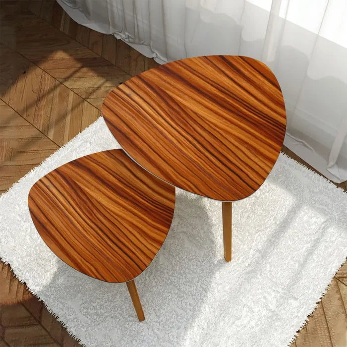 Triangle 50s Retro Tripod Nesting Table Set Rosewood Print - One Size - retro nesting tables