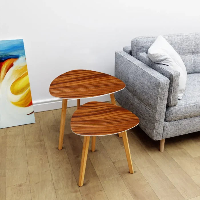 Triangle 50s Retro Tripod Nesting Table Set Rosewood Print - One Size - retro nesting tables