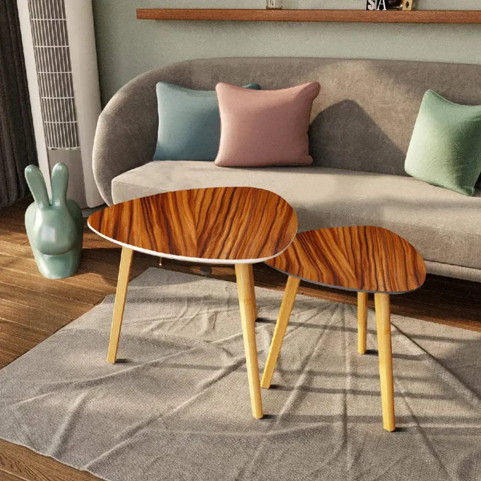 Triangle 50s Retro Tripod Nesting Table Set Rosewood Print - One Size - retro nesting tables