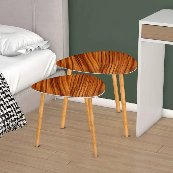 Triangle 50s Retro Tripod Nesting Table Set Rosewood Print - One Size - retro nesting tables