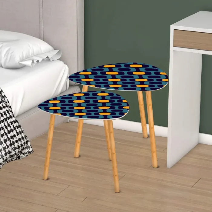 Triangle 60s Retro Tripod Nesting Table Set Blue Orange - One Size - retro nesting tables