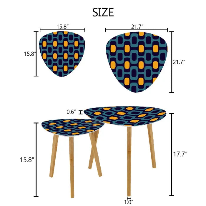 Triangle 60s Retro Tripod Nesting Table Set Blue Orange - One Size - retro nesting tables