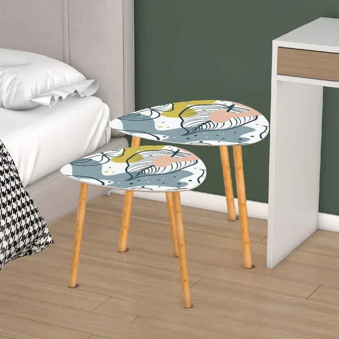 Triangle 60s Retro Tripod Nesting Table Set Leaves - One Size - retro nesting tables