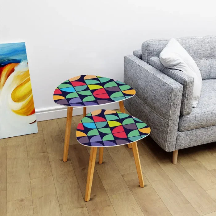 Triangle 60s Retro Tripod Nesting Table Set Modernist Rainbow - One Size - retro nesting tables