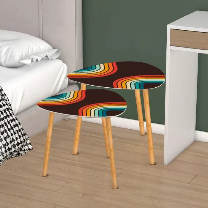 Triangle 60s Retro Tripod Nesting Table Set Rainbow Black - One Size - retro nesting tables