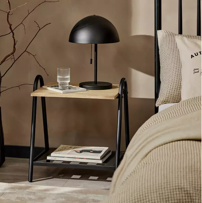 Turner Bedside Table Black | Bedroom Nightstand Storage Furniture
