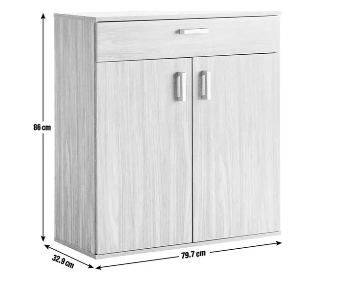 Venetia 2 Door Shoe Storage Cabinet - Grey & Oak