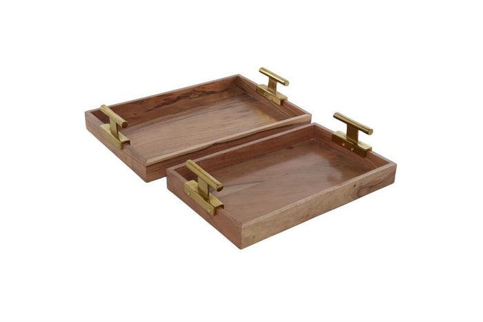 VENUS WILLIAMS COLLECTION  BROWN WOOD MODERN TRAY