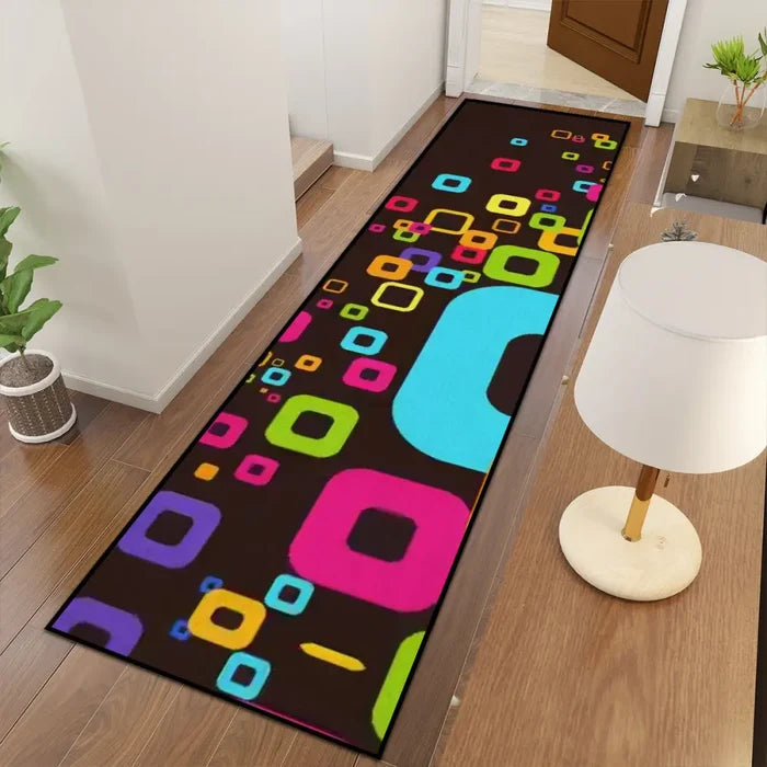 Vibrant 70s Retro Runner Rugs | Midcentury Pop Art Style Decor - retro runner