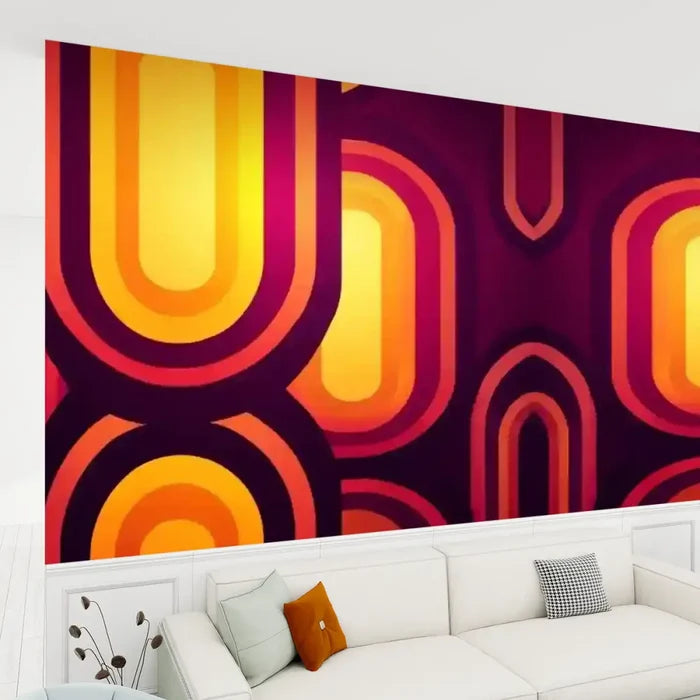 Vibrant Retro 70s Wall Decor – Midcentury Modern Peel & Stick Wallpaper - 144’’x100’’ - retro wallpaper