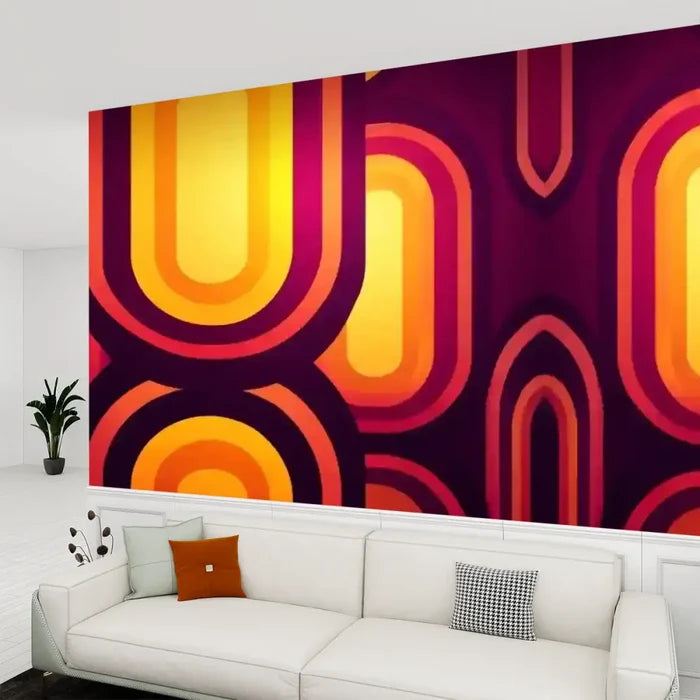 Vibrant Retro 70s Wall Decor – Midcentury Modern Peel & Stick Wallpaper - 144’’x100’’ - retro wallpaper