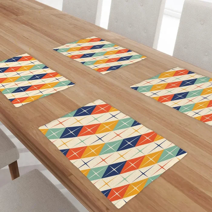 Vintage Style Double Layer Placemats – Reusable Retro Dining Table Mats - retro table linen