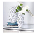 WHITE CERAMIC FLORAL HANDMADE DAISY CUT OUT VASE