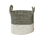 WHITE DRIED PLANT CONTEMPORARY STORAGE BASKET