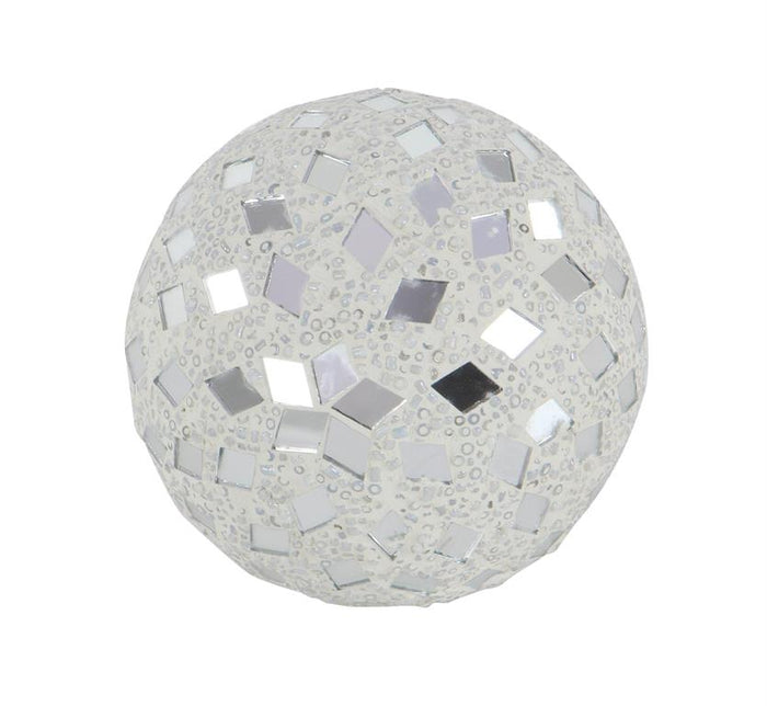 WHITE GLASS HANDMADE MOSAIC ORBS & VASE FILLER,