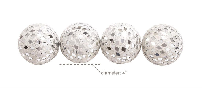 WHITE GLASS HANDMADE MOSAIC ORBS & VASE FILLER,