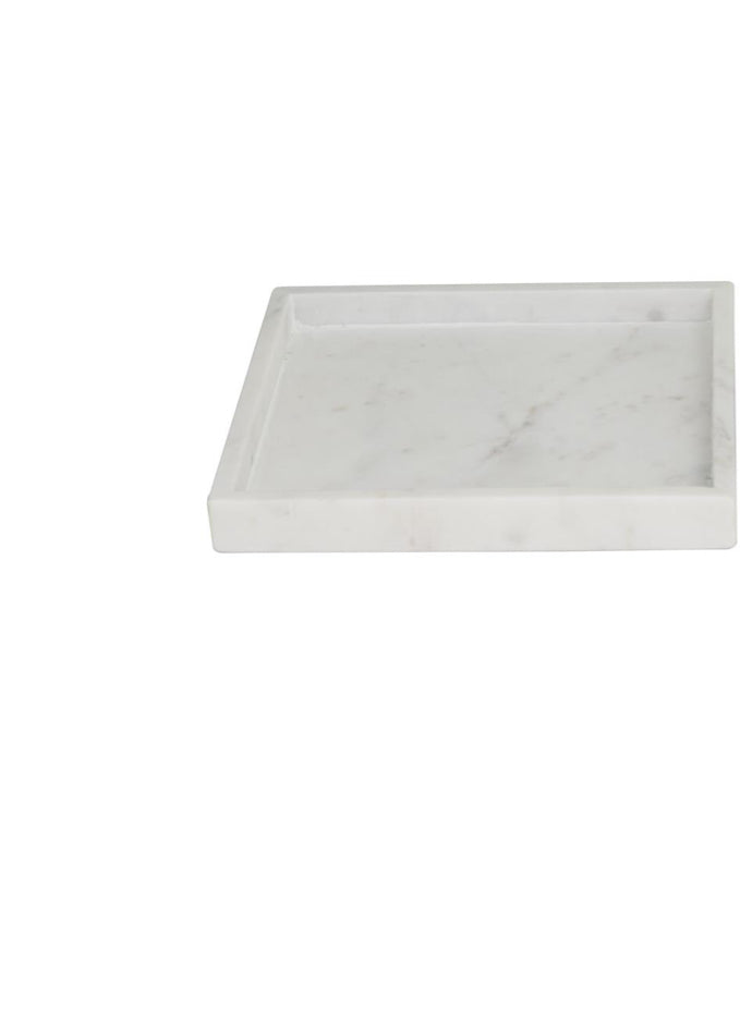 WHITE MARBLE TRAY WITH RAISED BORDER