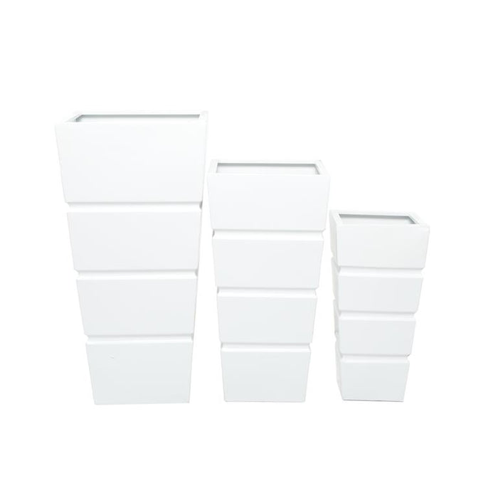 WHITE METAL MODERN PLANTER