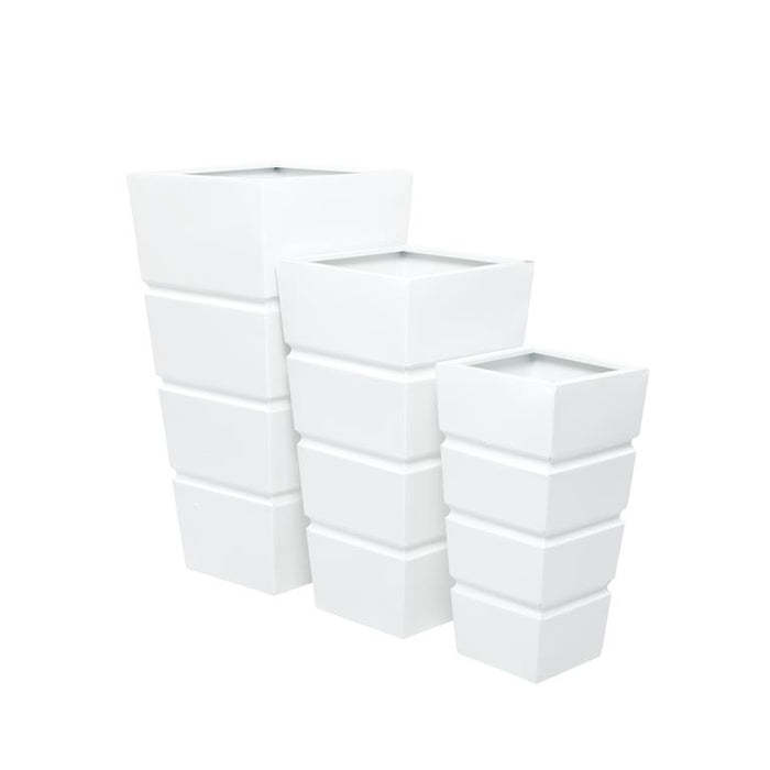 WHITE METAL MODERN PLANTER