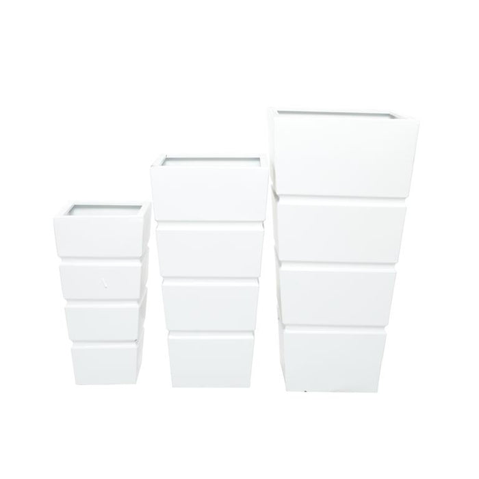 WHITE METAL MODERN PLANTER