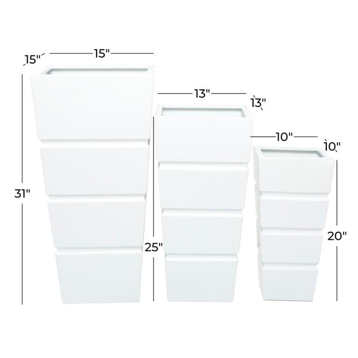 WHITE METAL MODERN PLANTER