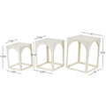 White Metal Nested Side End Accent Table with Arched Cutouts