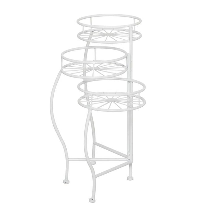 WHITE METAL STARBURST INDOOR OUTDOOR 3 TIER PLANTSTAND